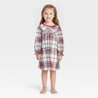 Toddler Holiday Plaid Flannel Matching Family Pajama Nightgown - Wondershop White