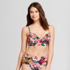 Tori Praver Seafoam Women's Floral Strappy High Neck Bikini Top - Vintage Black D/dd Cup