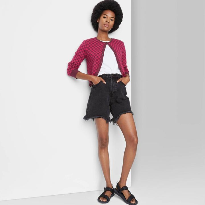 Women's Baggy Denim Bermuda Shorts - Wild Fable Black
