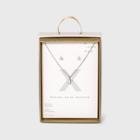 Silver Plated Cubic Zirconia Pave Initial Pendant Necklace And Earring Set - A New Day Initial X