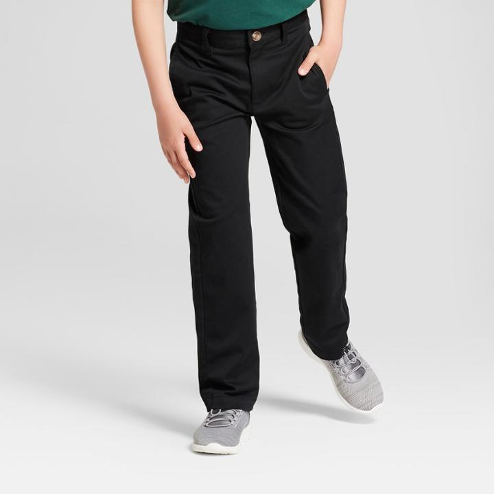 Boys' Flat Front Straight Fit Uniform Chino Pants - Cat & Jack Black