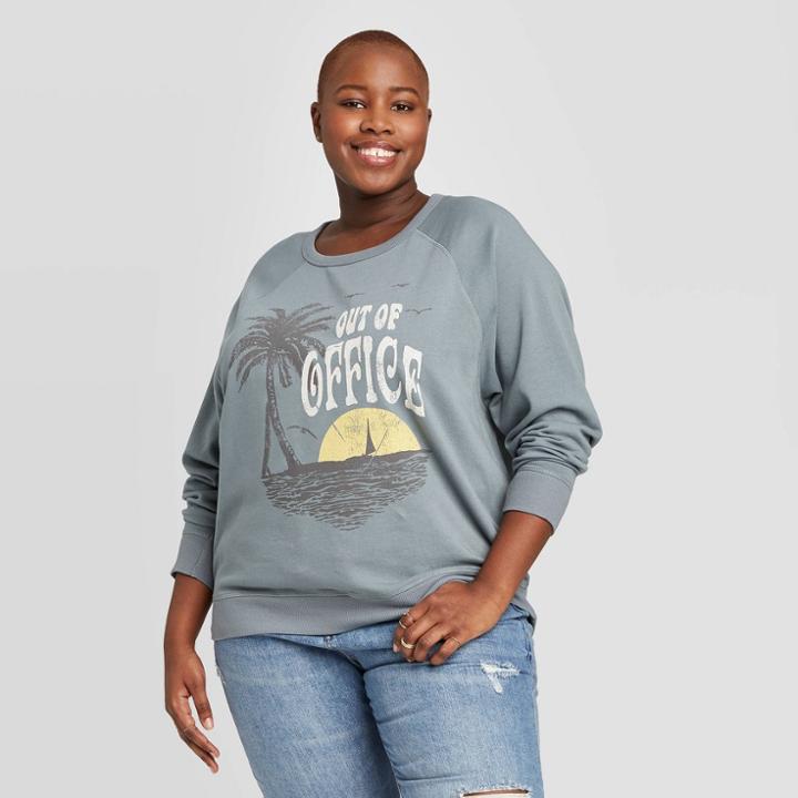 Women's Plus Size Out Of Office Sweatshirt - Grayson Threads (juniors') - Blue 1x, Women's,