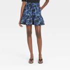 Women's Floral Print Ruffle Hem Mini Skirt - Who What Wear Black