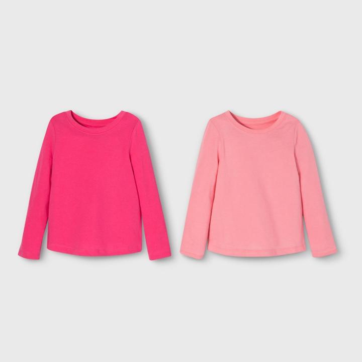 Toddler Girls' 2pk Long Sleeve T-shirt Set - Cat & Jack Paradise Pink/magenta