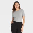 Women's Short Sleeve Rib T-shirt - A New Day Heather Gray