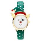 Women's Geneva Platinum Elf Face Leather Strap Watch - Green