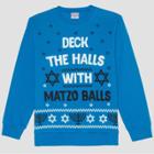Well Worn Men's Matzo Balls Graphic Sweatshirt - Turquoise S, Size: