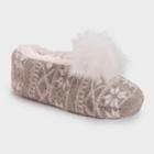 Muk Luks Women's Ballerina Slipper Socks With Pom Poms - Beige