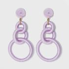 Thread Wrapped Post And Circle Link Drop Earrings - A New Day Purple