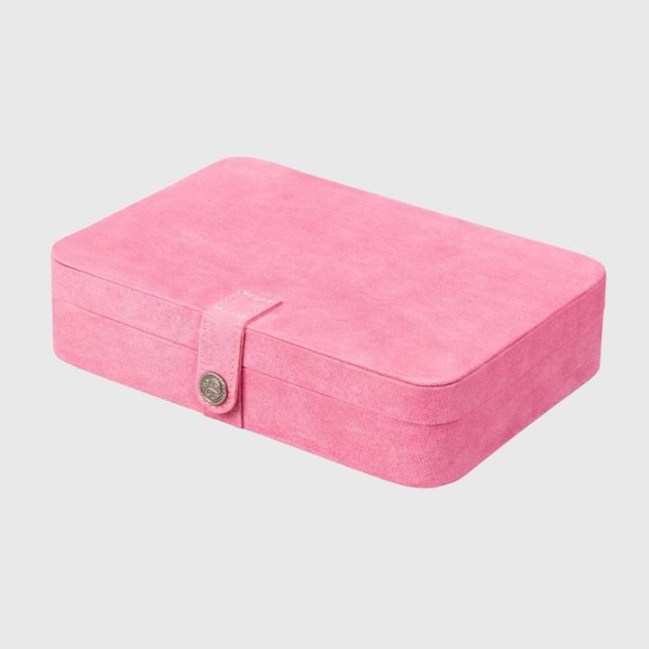 Mele & Co. Maria Women's Plush Fabric Jewelry Box With Twenty-four Sections - Pink