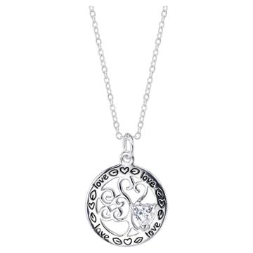 Distributed By Target Women's Cubic Zirconia Heart The Love Of A Family Is The Greatest Gift Necklace In Sterling Silver,