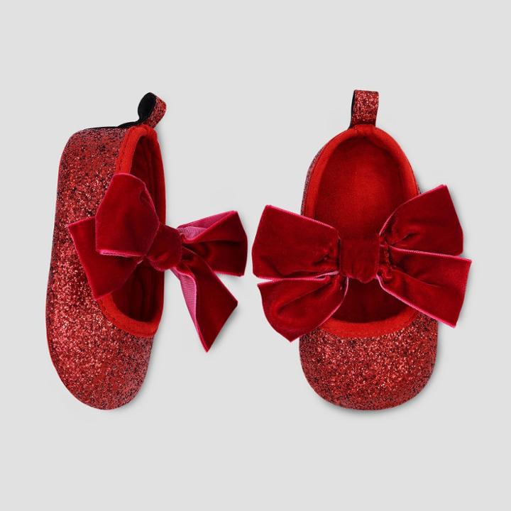 Baby Girls' Glitter Mary Jane Booties - Cat & Jack Red