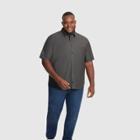 Van Heusen Men's Big & Tall Printed Classic Fit Short Sleeve Button-down Shirt - Black