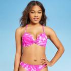 Women's Light Lift Twist Front Bikini Top - Shade & Shore Pink Tie-dye