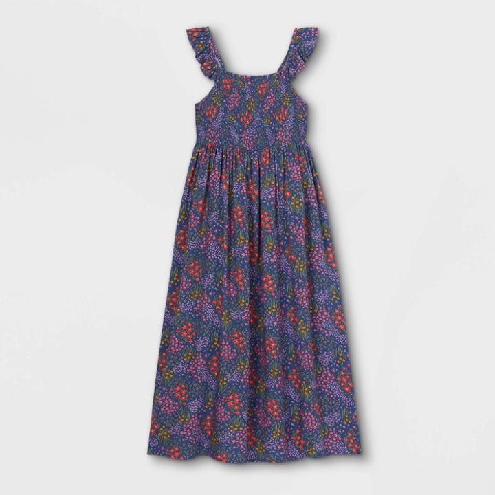 Girls' Smocked Woven Maxi Sleeveless Dress - Cat & Jack Blue