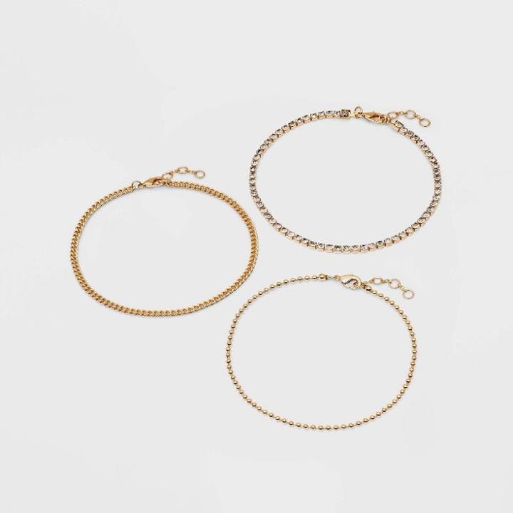 9 Ball Wide Chain Anklet Set 3pc - A New Day