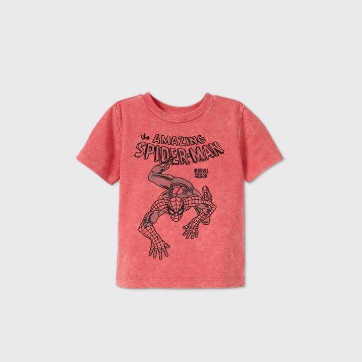 Toddler Boys' Marvel Spider-man Short Sleeve T-shirt - Red 3t - Disney