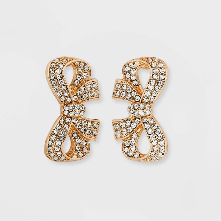 Sugarfix By Baublebar Crystal Bow Stud Earrings - Gold