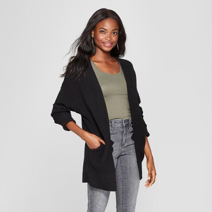 Women's Long Sleeve V-back Cardigan - Xhilaration Black