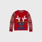 33 Degrees Boy's Reindeer Christmas Family Pullover Sweater - Red