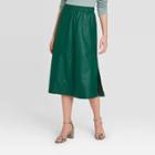Women's A-line Leather Skirt - A New Day Green