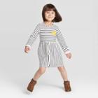Toddler Girls' Stripped Dress - Cat & Jack White/black 12m, Toddler Girl's