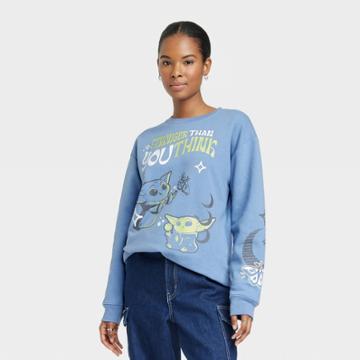 Lucasfilm Women's Disney Grogu Stronger Than You Think Graphic Sweatshirt - Blue