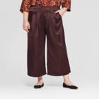 Women's Plus Size Mid-rise Wide Leg Ankle Length Trouser - Prologue Maroon Brown 1x, Women's,