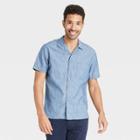 Men's Standard Fit Camp Collar Short Sleeve Button-down Shirt - Goodfellow & Co Indigo