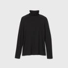 Women's Long Sleeve Turtleneck Cozy T-shirt - A New Day Black