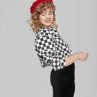 Women's Checkerboard Print Cropped Denim Jacket - Wild Fable Black