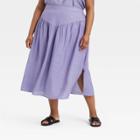 Women's Plus Size Yoke-front Midi Skirt - A New Day Purple