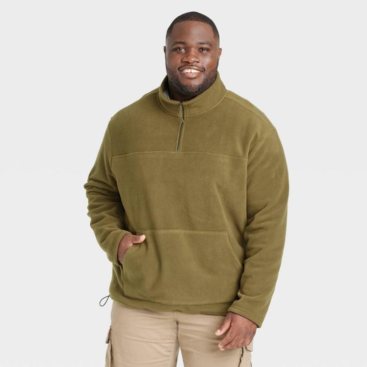 Men's Big & Tall Regular Fit Polar Fleece  Zip Sweatshirt - Goodfellow & Co Green