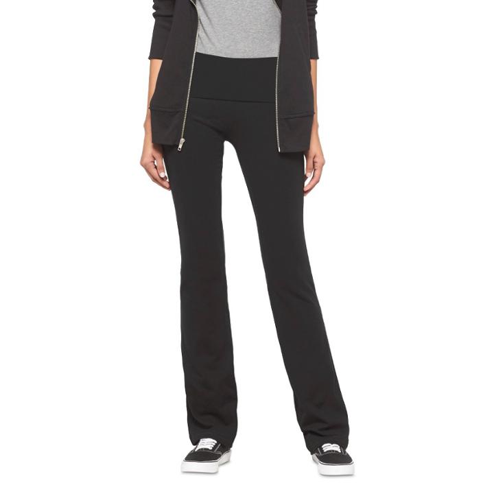 Women's Foldover Waist Bootcut Yoga Pants - Mossimo Supply Co. Black