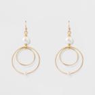 Pearls & Circles Fish Hook Earrings - A New Day Pearl/gold