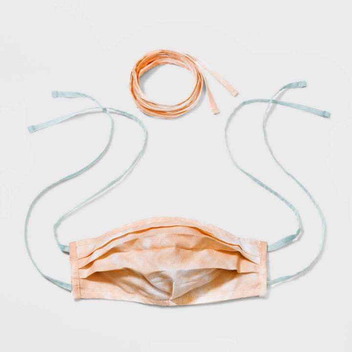 Women's Fabric Mask Tie Dye Print With Interchangeable Ties - Wild Fable Peach Mist L/xl, Blue/pink