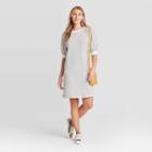 Women's Striped Puff Short Sleeve T-shirt Dress - Universal Thread Black/cream Xs, Black/ivory