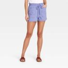 Women's Mid-rise Tie Waist Utility Shorts - Universal Thread Violet