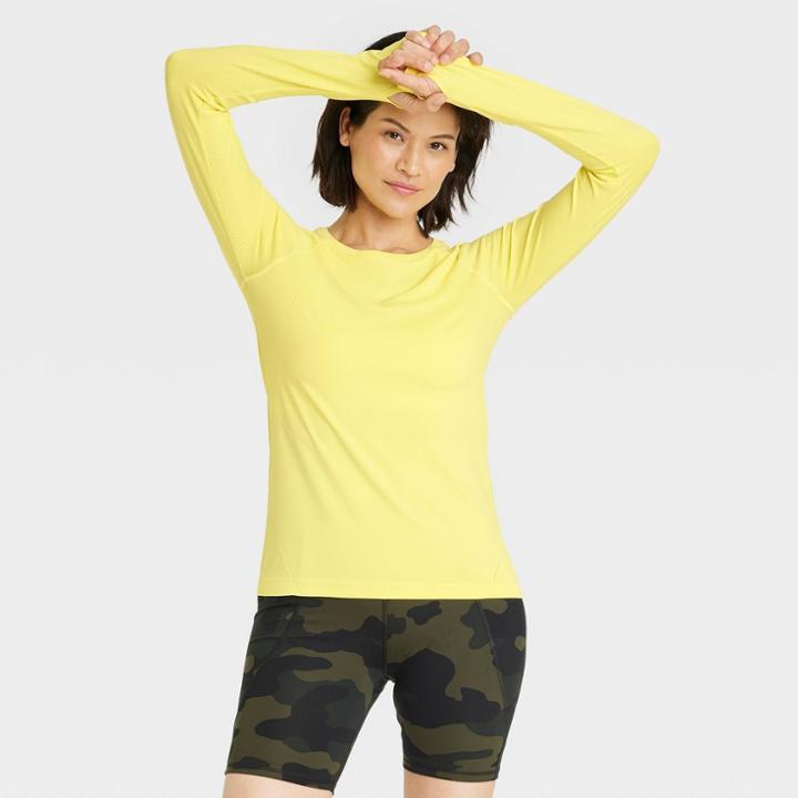Women's Seamless Long Sleeve Top - All In Motion Neon Yellow