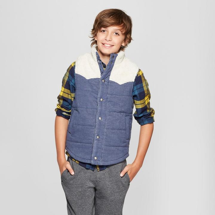 Boys' Sherpa Lined Fashion Vests - Cat & Jack Blue Heather