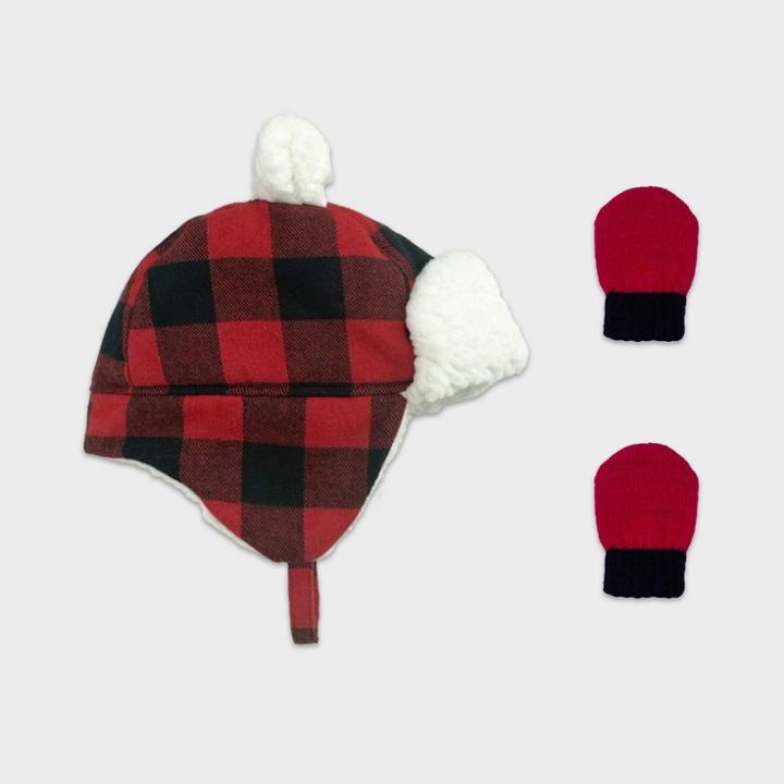 Baby Boys' 2pc Checkered Hat And Glove Sets - Cat & Jack Red