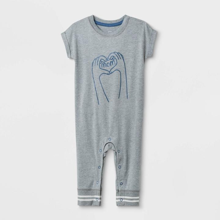 Baby Bib Romper - Cat & Jack Gray Newborn, Kids Unisex