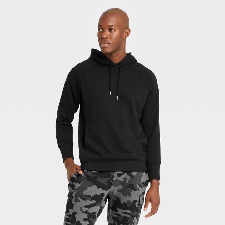 Men's Cotton Fleece Pullover Hoodie - All In Motion Black