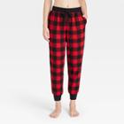 Women's Perfectly Cozy Flannel Plaid Jogger Pajama Pants - Stars Above Dark Red