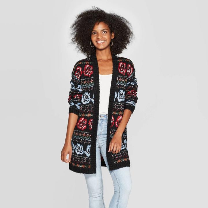 Women's Long Sleeve Open Cardigan - Knox Rose Black Xs, Women's,