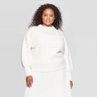 Women's Plus Size Turtleneck Pullover Sweater - Ava & Viv Cream 3x, Women's, Size: