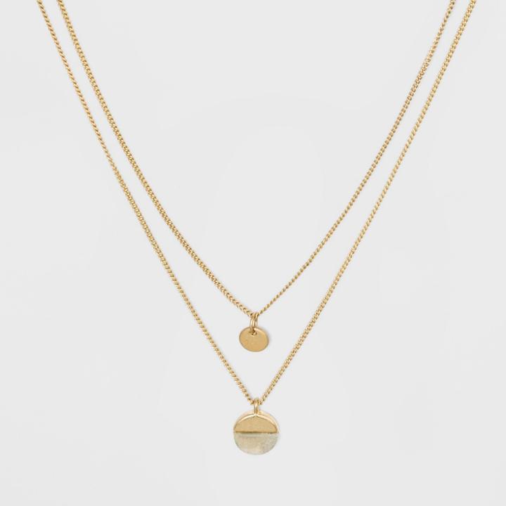 Semi Precious 2 Row Layered Necklace - Universal Thread Stone Gray,