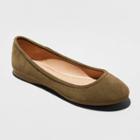 Women's Everly Faux Leather Round Toe Ballet Flats - Universal Thread Olive (green)