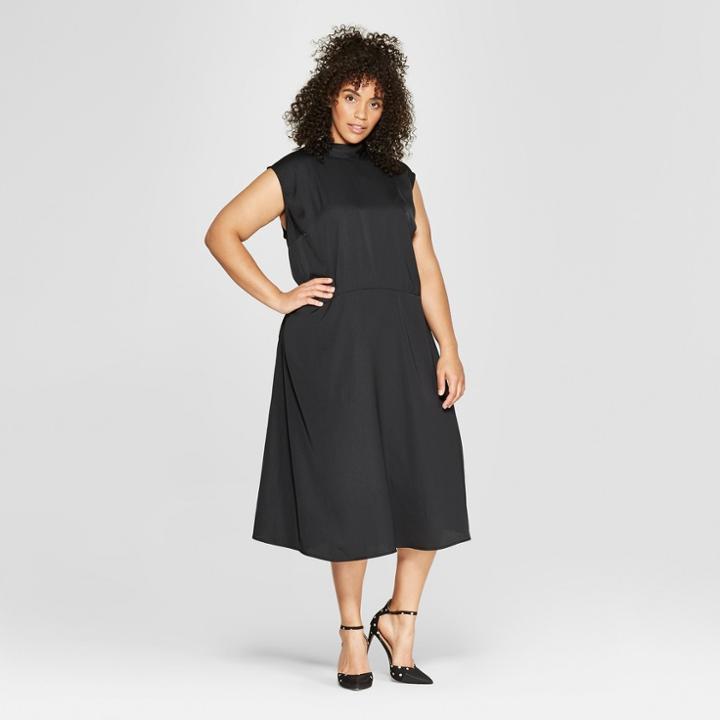 Women's Plus Size Tie Back Neck Column Midi Dress - Who What Wear Black