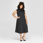 Women's Plus Size Tie Back Neck Column Midi Dress - Who What Wear Black